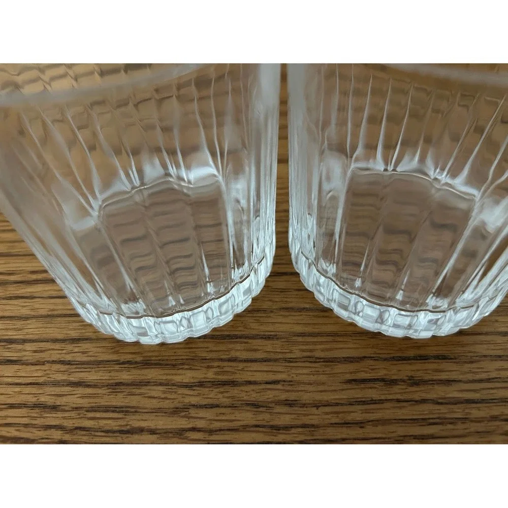 Set of 2 Clear Double Old‎ Fashioned DOF Crystal Tumblers Lowball Glasses